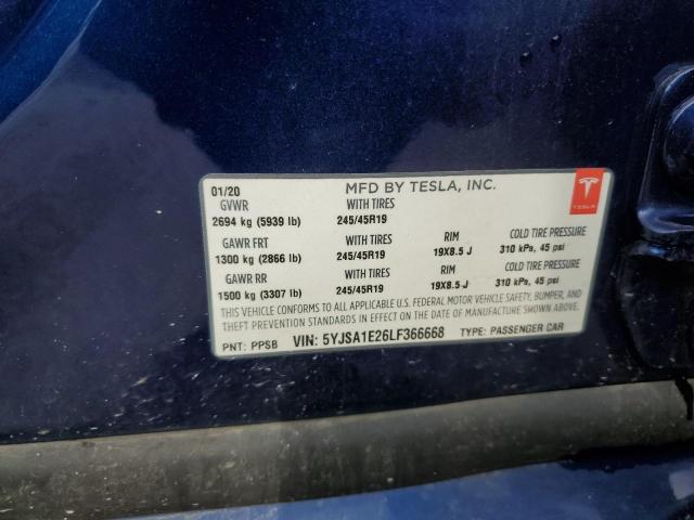 Photo 10 from auction – 2020 TESLA MODEL S with VIN 5YJSA1E26LF366668