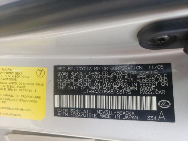 Photo 10 from auction – 2006 LEXUS ES 330 with VIN JTHBA30G565163175