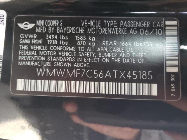 Photo 10 from auction – 2010 MINI COOPER S with VIN WMWMF7C56ATX45185