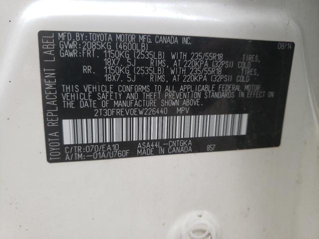 Photo 10 from auction – 2014 TOYOTA RAV4 LIMIT with VIN 2T3DFREV0EW226440