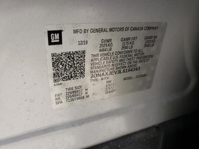 Photo 10 from auction – 2020 CHEVROLET EQUINOX LT with VIN 2GNAXJEV3L6194343