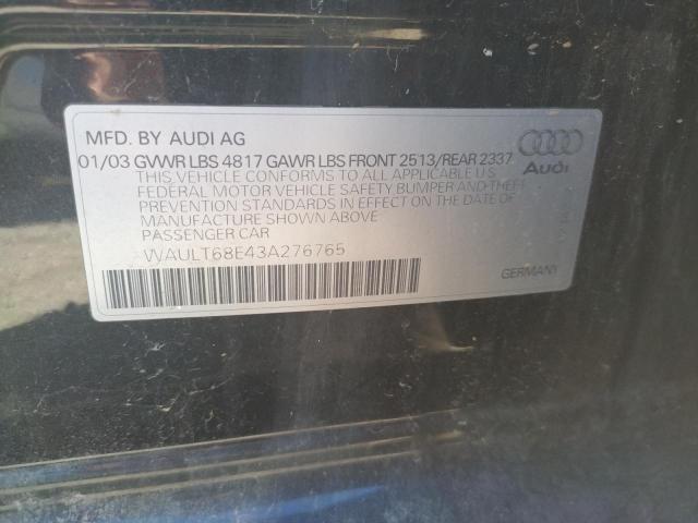 Photo 10 from auction – 2003 AUDI A4 3.0 QUA with VIN WAULT68E43A276765