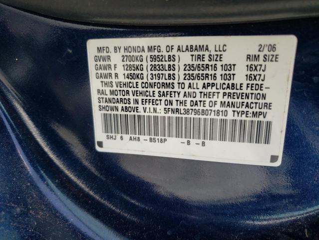 Photo 10 from auction – 2006 HONDA ODYSSEY EX with VIN 5FNRL38796B071810