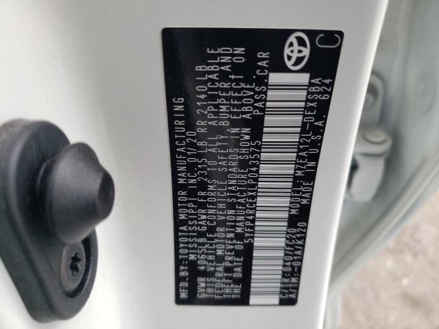 Photo 10 from auction – 2020 TOYOTA COROLLA SE with VIN 5YFP4RCEXLP043575