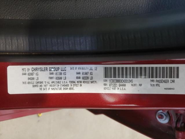 Photo 10 from auction – 2012 CHRYSLER 200 TOURIN with VIN 1C3CCBBB3CN331245