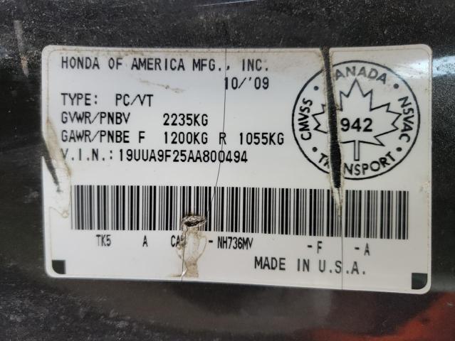 Photo 10 from auction – 2010 ACURA TL with VIN 19UUA9F25AA800494