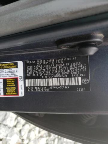 Photo 10 from auction – 2010 TOYOTA CAMRY BASE with VIN 4T1BF3EK3AU105530