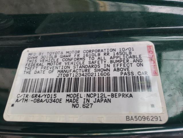 Photo 10 from auction – 2002 TOYOTA ECHO with VIN JTDBT123420211606