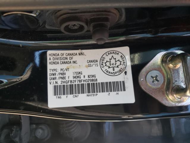 Photo 10 from auction – 2015 HONDA CIVIC SE with VIN 2HGFB2F78FH029868