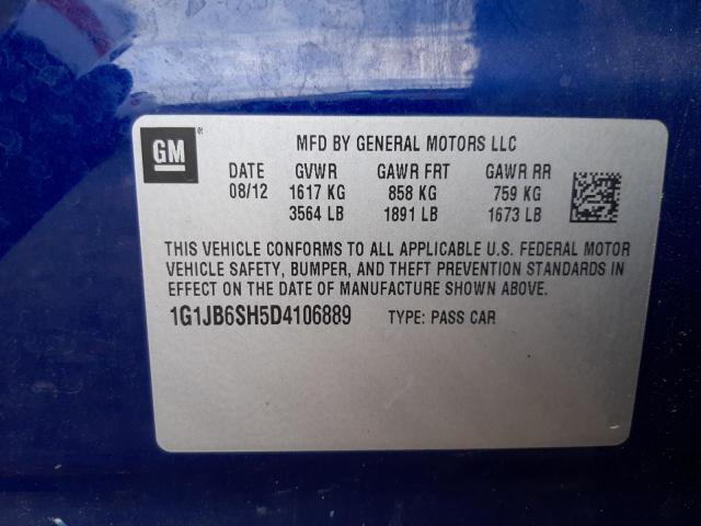 Photo 10 from auction – 2013 CHEVROLET SONIC with VIN 1G1JB6SH5D4106889