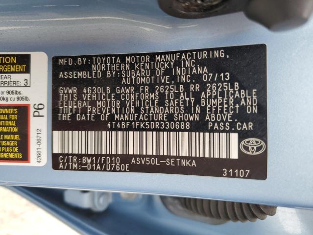 Photo 10 from auction – 2013 TOYOTA CAMRY L with VIN 4T4BF1FK5DR330688