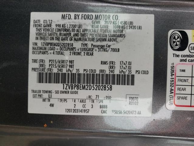 Photo 10 from auction – 2013 FORD MUSTANG with VIN 1ZVBP8EM2D5202858