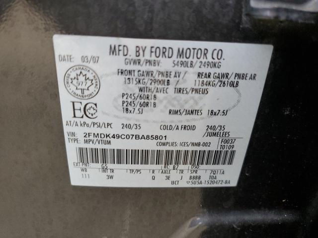 Photo 10 from auction – 2007 FORD EDGE SEL P with VIN 2FMDK49C07BA85801