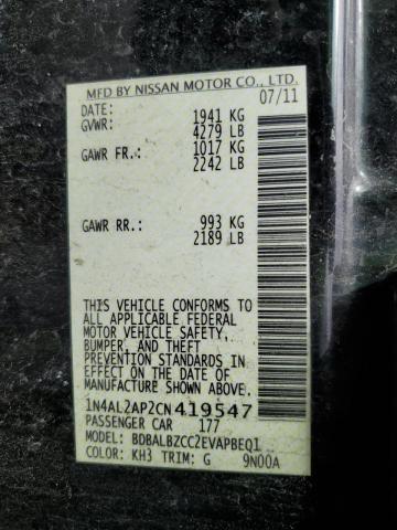 Photo 10 from auction – 2012 NISSAN ALTIMA BAS with VIN 1N4AL2AP2CN419547