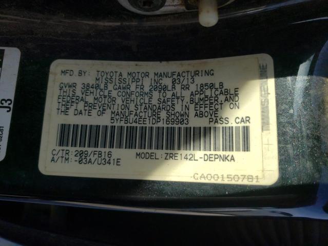 Photo 10 from auction – 2013 TOYOTA COROLLA BA with VIN 5YFBU4EE1DP169903