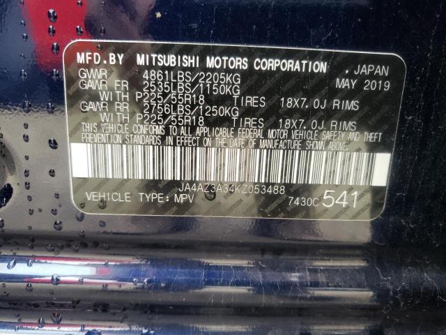 Photo 10 from auction – 2019 MITSUBISHI OUTLANDER with VIN JA4AZ3A34KZ053488