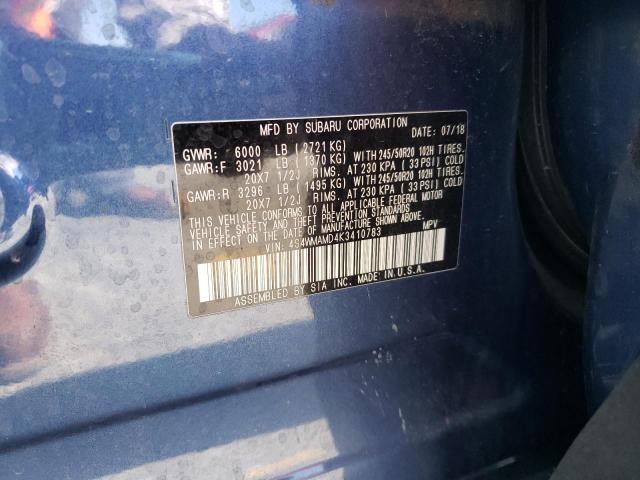 Photo 10 from auction – 2019 SUBARU ASCENT LIM with VIN 4S4WMAMD4K3410783