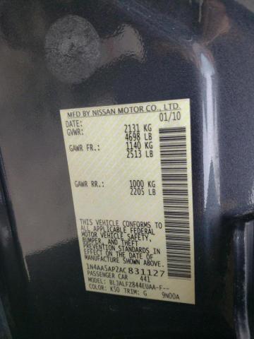 Photo 10 from auction – 2010 NISSAN MAXIMA with VIN 1N4AA5AP2AC831127
