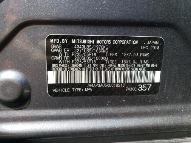Photo 10 from auction – 2019 MITSUBISHI OUTLANDER with VIN JA4AP3AU5KU018213