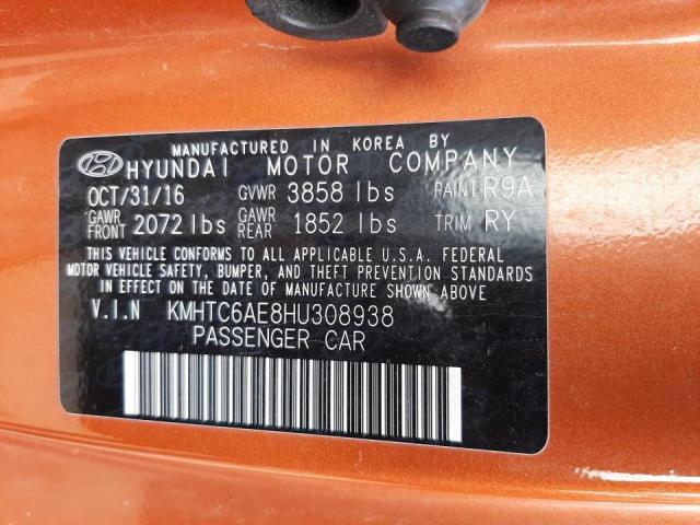 Photo 10 from auction – 2017 HYUNDAI VELOSTER T with VIN KMHTC6AE8HU308938