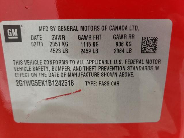 Photo 10 from auction – 2011 CHEVROLET IMPALA LT with VIN 2G1WG5EK1B1242518