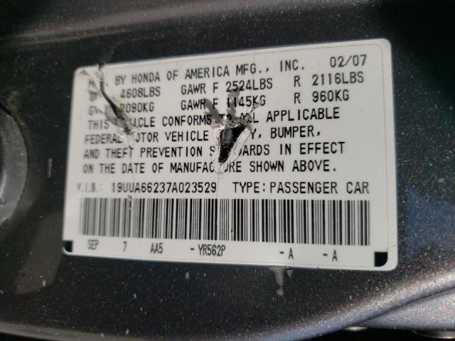 Photo 10 from auction – 2007 ACURA TL with VIN 19UUA66237A023529