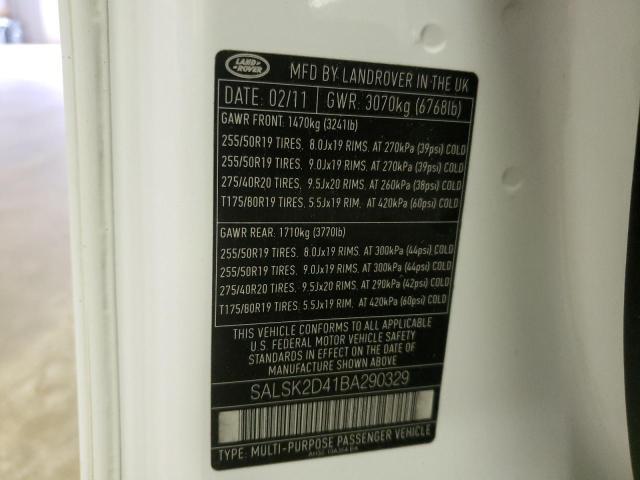 Photo 10 from auction – 2011 LAND ROVER RANGE ROVE with VIN SALSK2D41BA290329