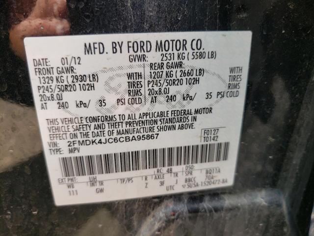 Photo 10 from auction – 2012 FORD EDGE SEL with VIN 2FMDK4JC6CBA95867