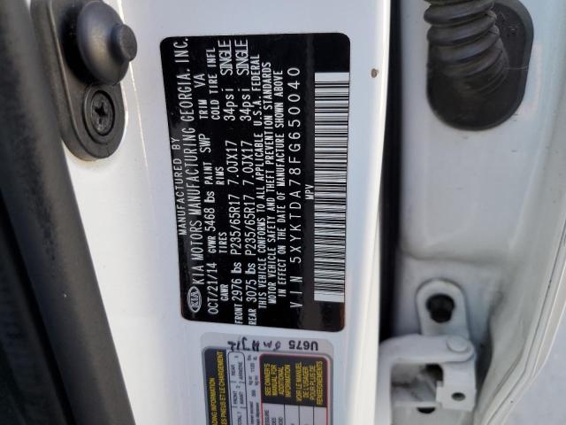 Photo 10 from auction – 2015 KIA SORENTO LX with VIN 5XYKTDA78FG650040