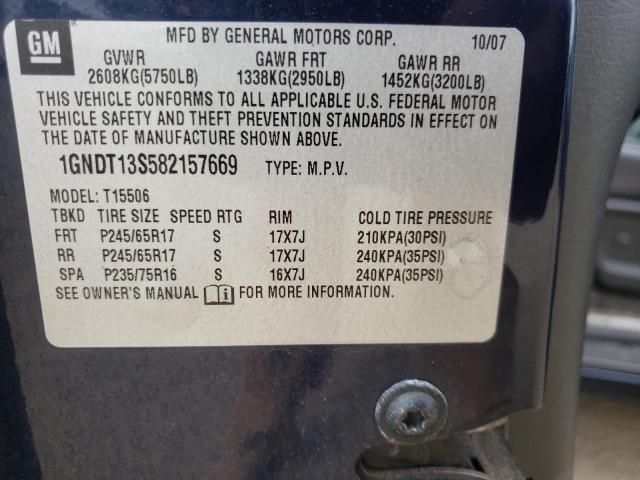 Photo 10 from auction – 2008 CHEVROLET TRAILBLAZE with VIN 1GNDT13S582157669