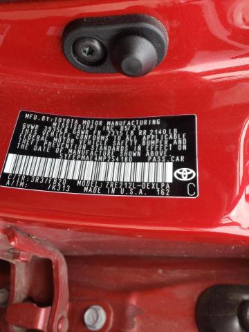 Photo 10 from auction – 2021 TOYOTA COROLLA LE with VIN 5YFEPMAE4MP254180