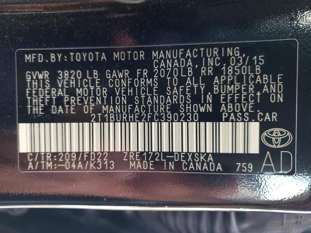 Foto 10 de la subasta – 2015 TOYOTA COROLLA L con VIN 2T1BURHE2FC390230