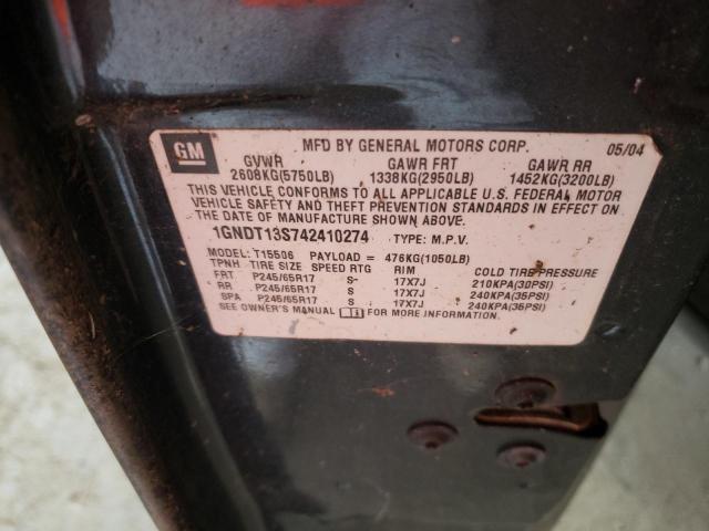 Photo 10 from auction – 2004 CHEVROLET TRAILBLAZE with VIN 1GNDT13S742410274