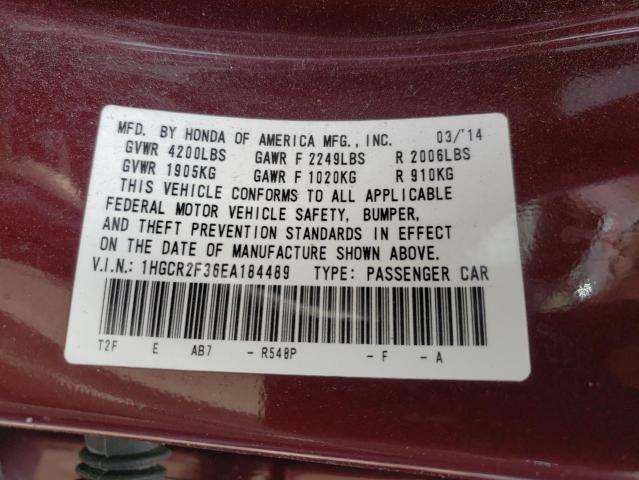Photo 10 from auction – 2014 HONDA ACCORD LX with VIN 1HGCR2F36EA184489