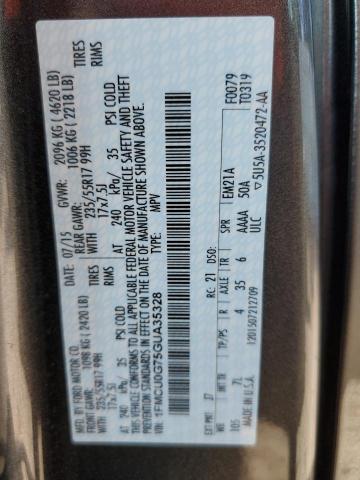 Photo 10 from auction – 2016 FORD ESCAPE SE with VIN 1FMCU0G75GUA35328