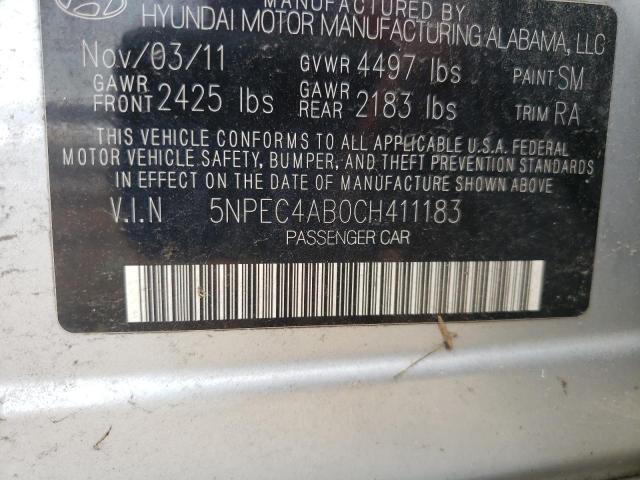 Photo 10 from auction – 2012 HYUNDAI SONATA SE with VIN 5NPEC4AB0CH411183