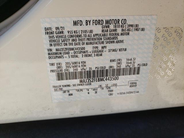 Photo 10 from auction – 2021 FORD ECOSPORT S with VIN MAJ3S2FE8MC443500