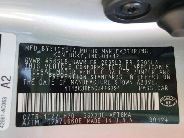 Photo 10 from auction – 2012 TOYOTA AVALON BAS with VIN 4T1BK3DB5CU446394