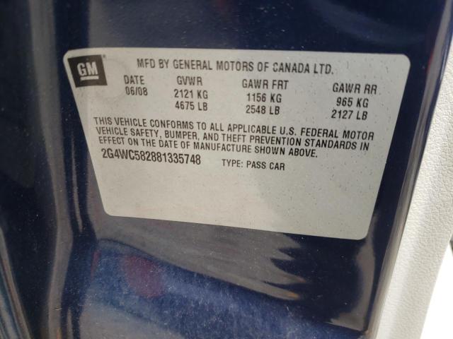 Photo 10 from auction – 2008 BUICK LACROSSE C with VIN 2G4WC582881335748