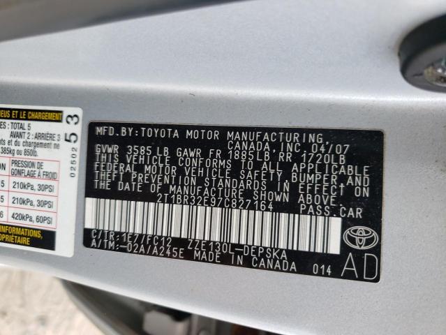 Photo 10 from auction – 2007 TOYOTA COROLLA CE with VIN 2T1BR32E97C827164