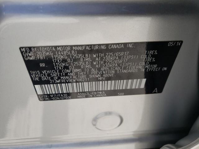 Photo 10 from auction – 2014 TOYOTA RAV4 XLE with VIN 2T3WFREV9EW106211