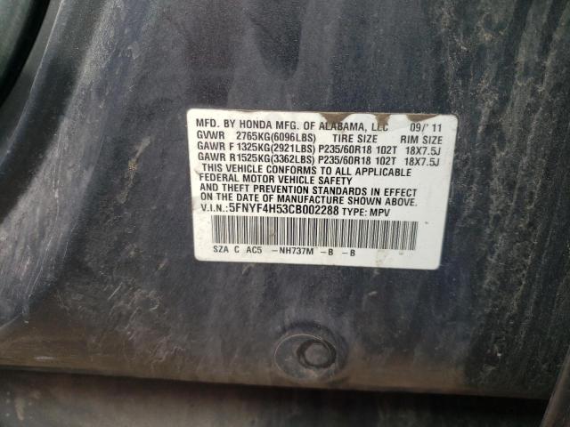 Photo 10 from auction – 2012 HONDA PILOT EXL with VIN 5FNYF4H53CB002288
