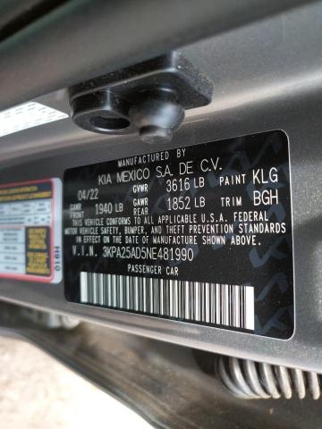 Photo 10 from auction – 2022 KIA RIO S with VIN 3KPA25AD5NE481990