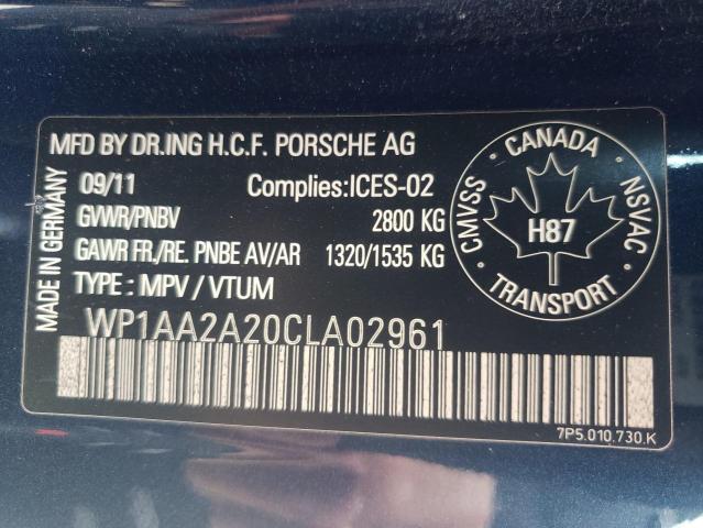 Photo 10 from auction – 2012 PORSCHE CAYENNE with VIN WP1AA2A20CLA02961