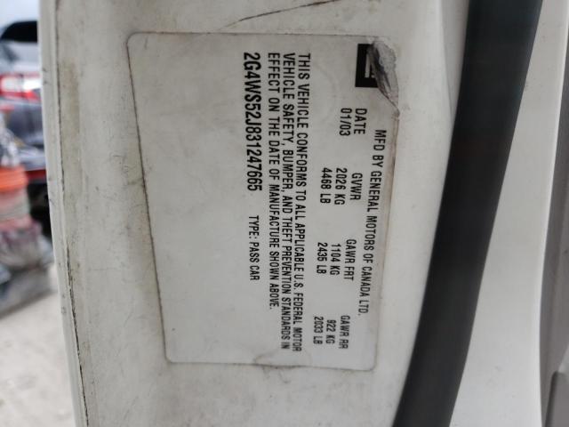 Photo 10 from auction – 2003 BUICK CENTURY CU with VIN 2G4WS52J831247665