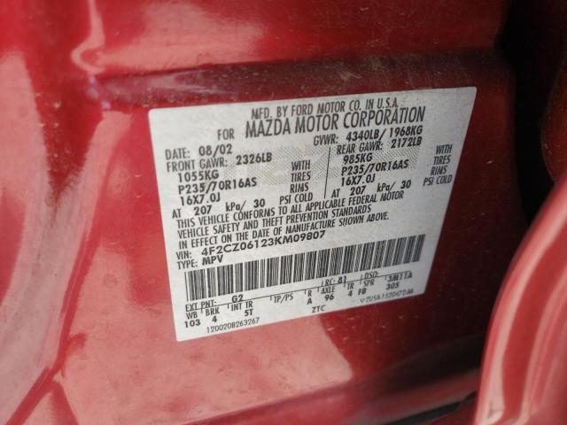 Photo 10 from auction – 2003 MAZDA TRIBUTE ES with VIN 4F2CZ06123KM09807
