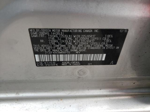 Photo 10 from auction – 2011 TOYOTA RAV4 with VIN 2T3ZF4DV2BW068155