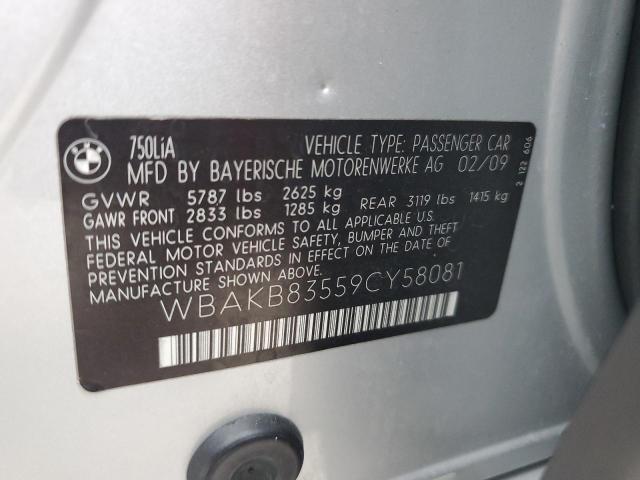 Photo 10 from auction – 2009 BMW 750 LI with VIN WBAKB83559CY58081