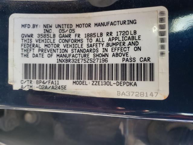 Photo 10 from auction – 2005 TOYOTA COROLLA CE with VIN 1NXBR32E75Z527196