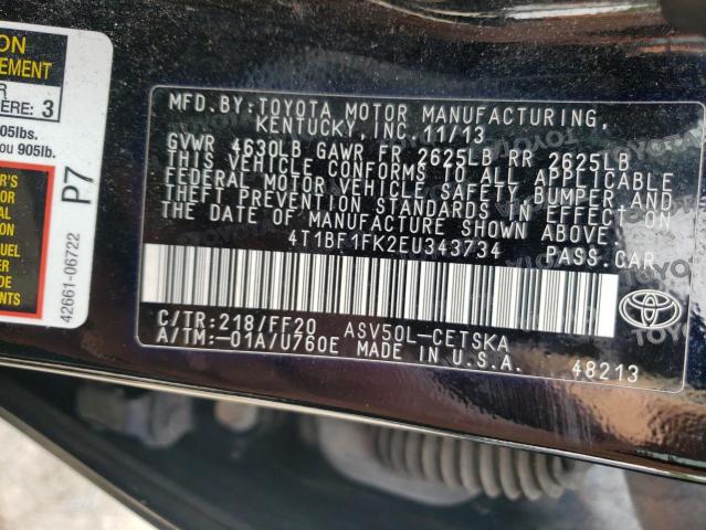 Photo 10 from auction – 2014 TOYOTA CAMRY L with VIN 4T1BF1FK2EU343734